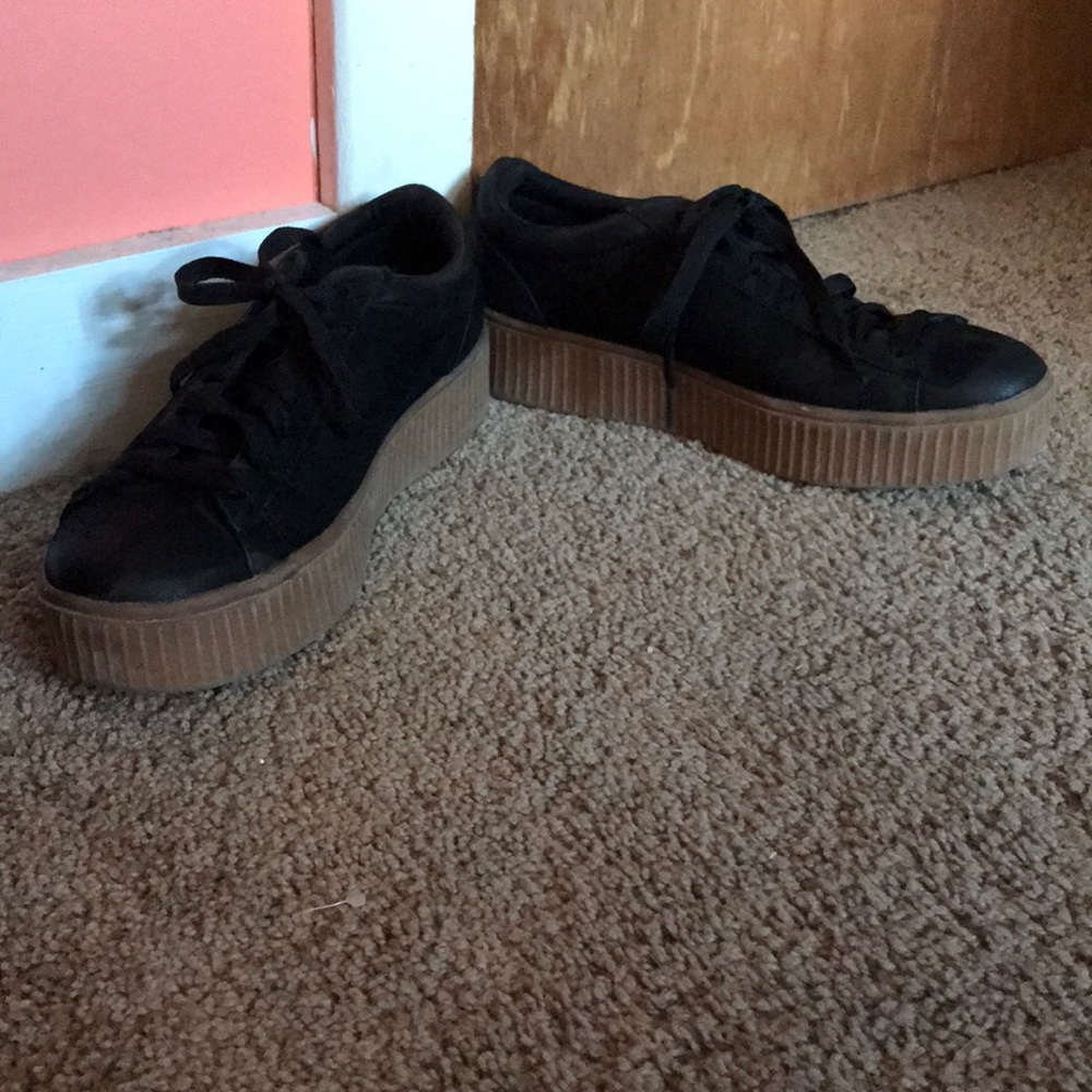Black and Tan platform sneakers.
